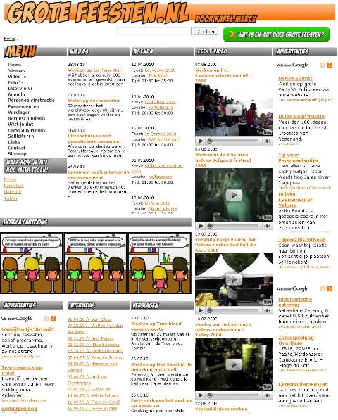 De website van Horeca Uitzendbureau Grote Feesten.