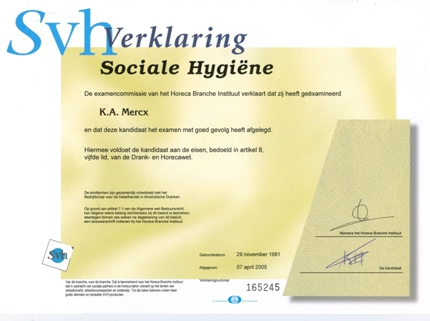 Sociale Hygiene diploma van Karel Mercx